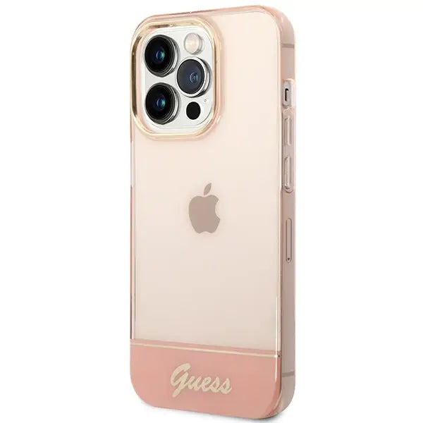 Guess Translucent iPhone 14 Pro Max 6.7’’ Case - Pink - Cell phone cases and covers<<<HurtelXML