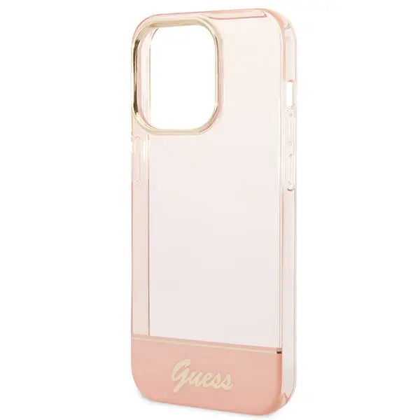 Guess Translucent iPhone 14 Pro Max 6.7’’ Case - Pink - Cell phone cases and covers<<<HurtelXML