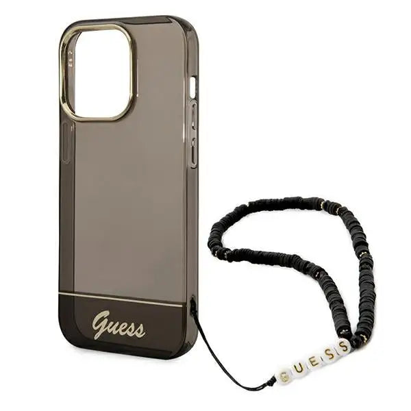 Guess Translucent Pearl Strap Case for iPhone 14 Pro - Black - Cell phone cases and covers<<<HurtelXML