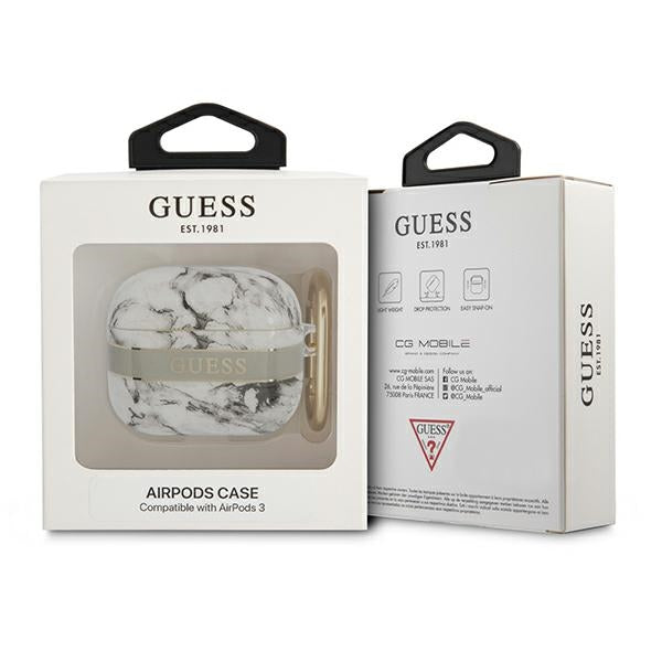 Guess GUA3HCHMAG AirPods 3 cover grey/grey Marble Strap Collection