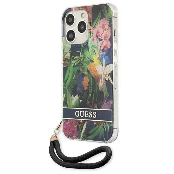 Guess GUHCP13LHFLSB iPhone 13 Pro / 13 6.1&quot; blue/blue hardcase Flower Strap
