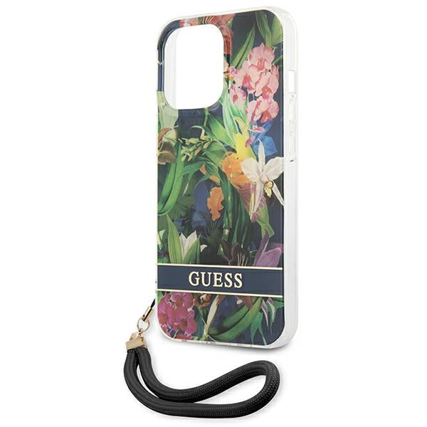 Guess GUHCP13LHFLSB iPhone 13 Pro / 13 6.1&quot; blue/blue hardcase Flower Strap