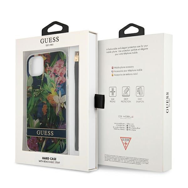 Guess GUHCP13MHFLSB iPhone 13 6.1&quot; blue/blue hardcase Flower Strap