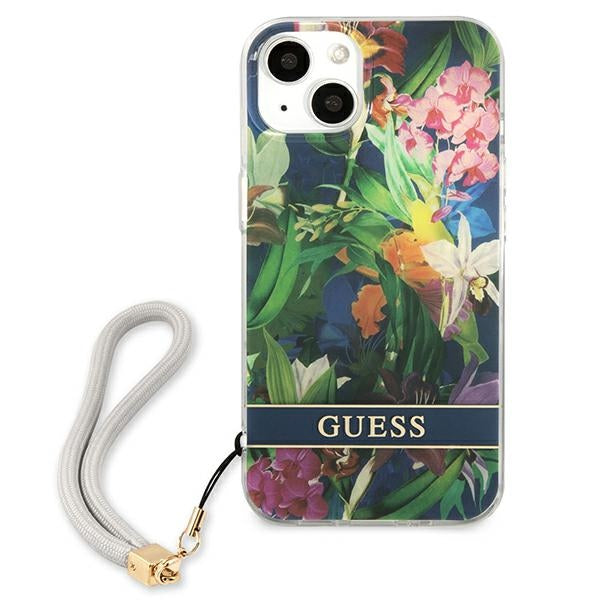 Guess GUHCP13SHFLSB iPhone 13 mini 5.4&quot; blue/blue hardcase Flower Strap
