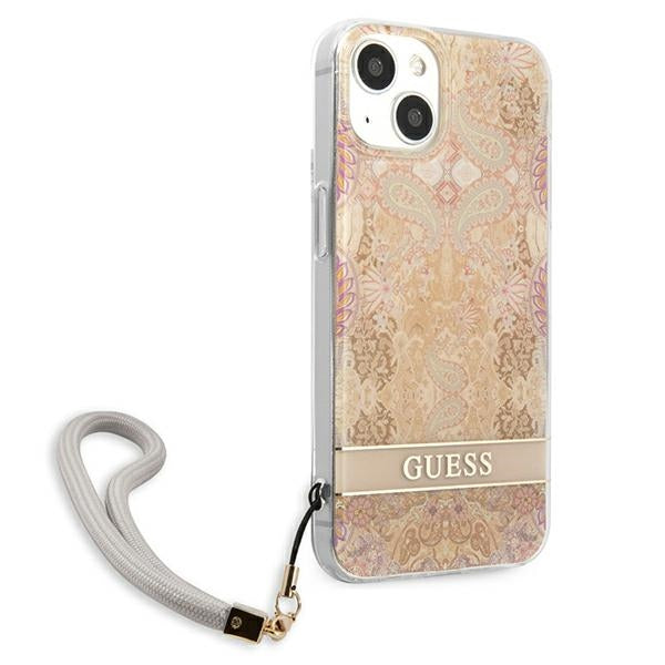 Guess GUHCP13SHFLSD iPhone 13 mini 5.4&quot; gold/gold hardcase Flower Strap
