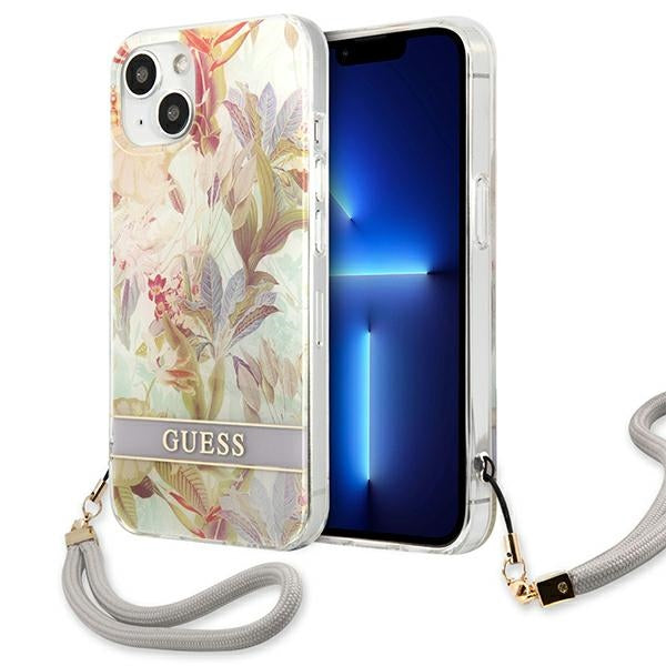 Guess GUHCP13SHFLSU iPhone 13 mini 5.4&quot; purple/purple hardcase Flower Strap