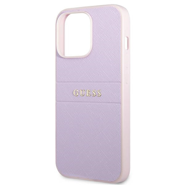 Guess Saffiano Stripe iPhone 13 Pro Max Case - Purple