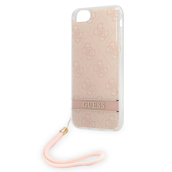 Guess GUOHCI8H4STP iPhone SE 2022 / SE 2020 / 7/ 8 pink/pink hardcase 4G Print Strap