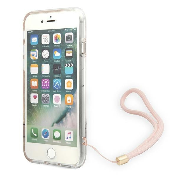 Guess GUOHCI8H4STP iPhone SE 2022 / SE 2020 / 7/ 8 pink/pink hardcase 4G Print Strap