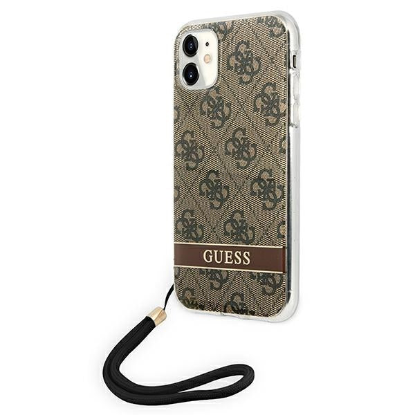 Guess GUOHCN61H4STW iPhone 11 brown/brown hardcase 4G Print Strap