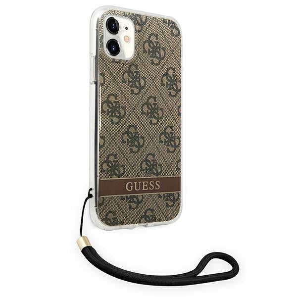 Guess GUOHCN61H4STW iPhone 11 brown/brown hardcase 4G Print Strap