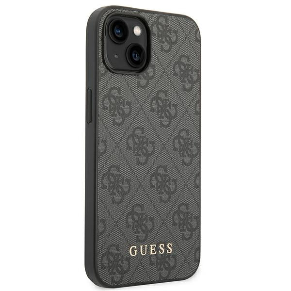 Guess 4G Metal Gold Logo Case for iPhone 14 - Gray