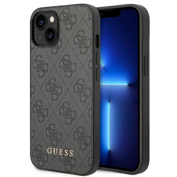 Guess 4G Metal Gold Logo Case for iPhone 14 - Gray