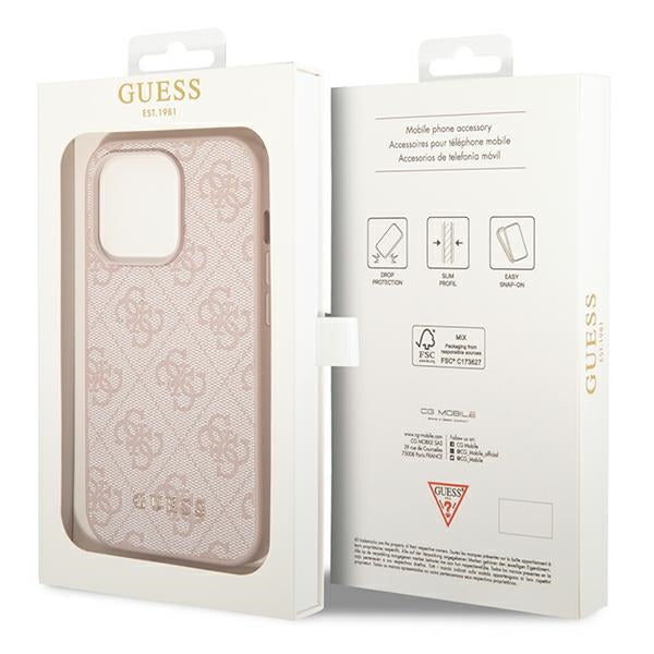 Guess 4G Metal Gold Logo Case for iPhone 14 Pro Max - Pink