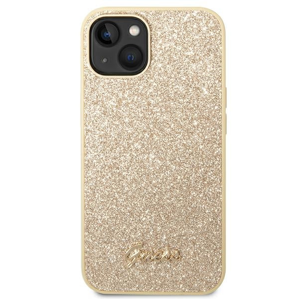 Guess Glitter Script Case for iPhone 14 Plus - Gold