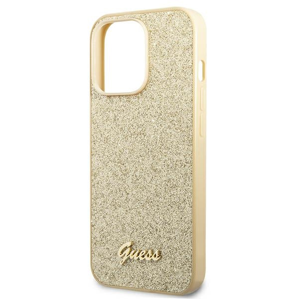 Guess Glitter Script Case for iPhone 14 Pro - Gold