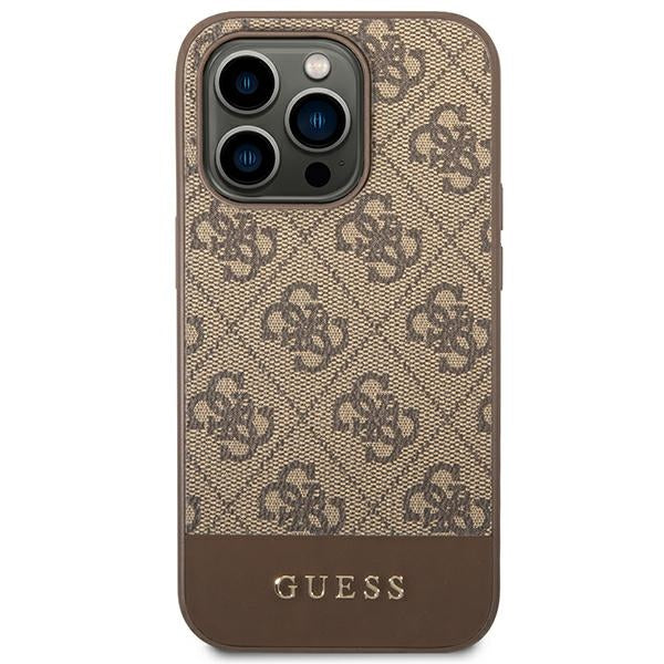 Guess GUHCP14LG4GLBR iPhone 14 Pro 6.1" brown/brown hard case 4G Stripe Collection
