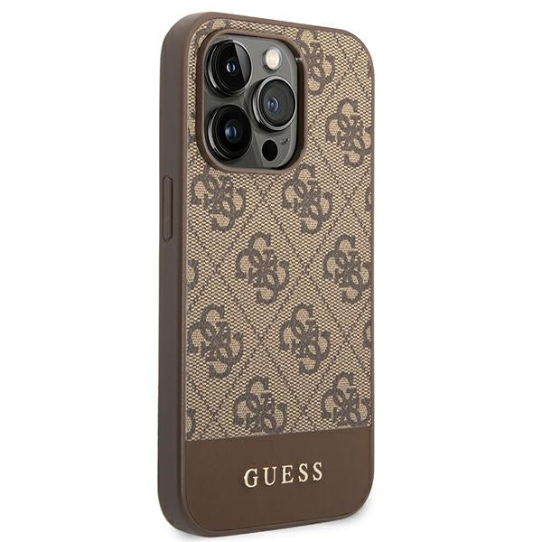 Guess GUHCP14LG4GLBR iPhone 14 Pro 6.1" brown/brown hard case 4G Stripe Collection