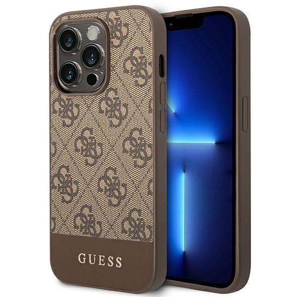 Guess GUHCP14LG4GLBR iPhone 14 Pro 6.1&quot; brown/brown hard case 4G Stripe Collection