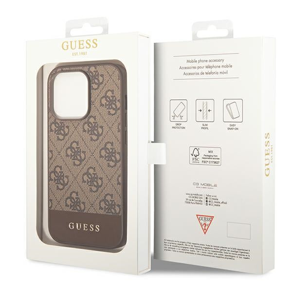 Guess GUHCP14LG4GLBR iPhone 14 Pro 6.1&quot; brown/brown hard case 4G Stripe Collection