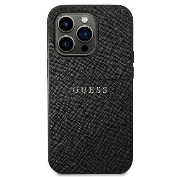 Guess Saffiano Strap Case for iPhone 14 Pro - Black