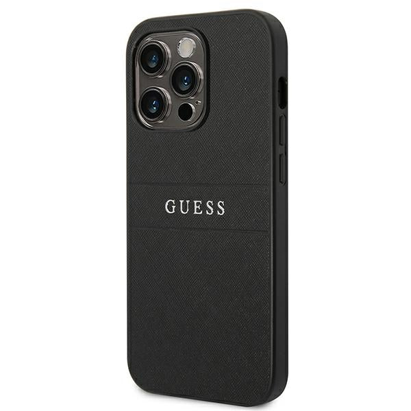 Guess Saffiano Strap Case for iPhone 14 Pro - Black