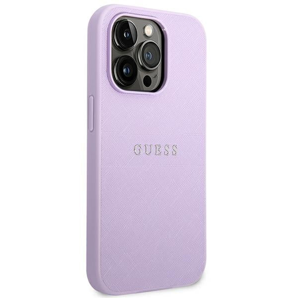 Guess Saffiano Strap Case for iPhone 14 Pro - Purple