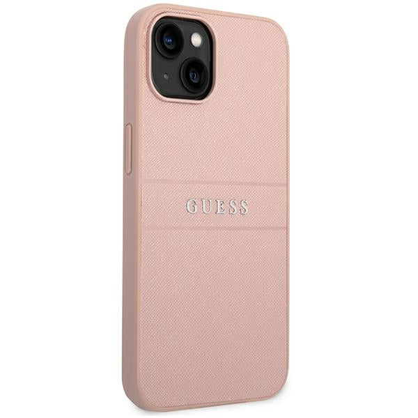 Guess Saffiano Strap Case for iPhone 14 Plus - Pink