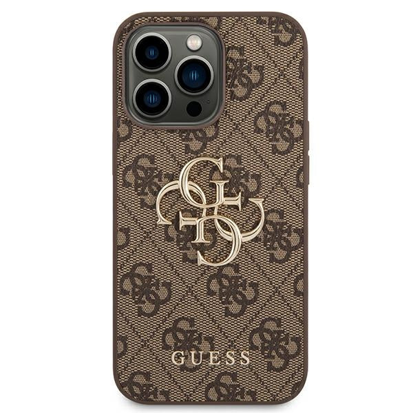 Guess 4G Big Metal Logo Case for iPhone 14 Pro - Brown