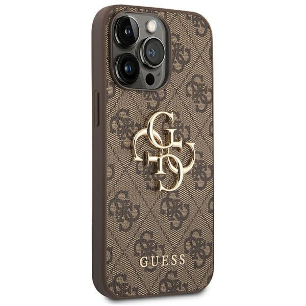 Guess 4G Big Metal Logo Case for iPhone 14 Pro - Brown