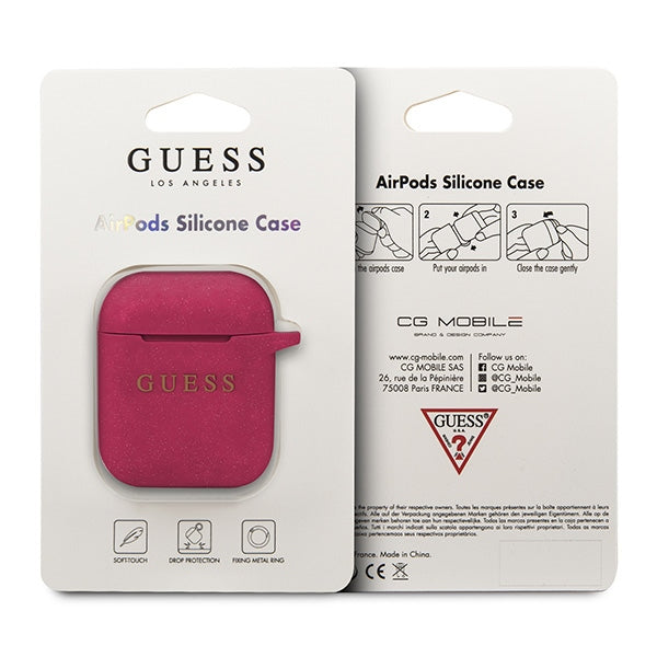 Guess GUACCSILGLFU AirPods cover fuchsia / fuchsia Silicone Glitter