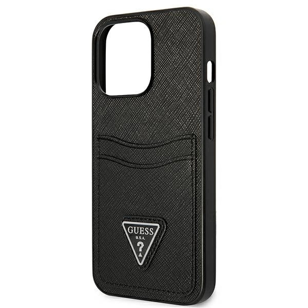 Guess Saffiano Triangle Logo Cardslot Case for iPhone 13 / 13 Pro - Black