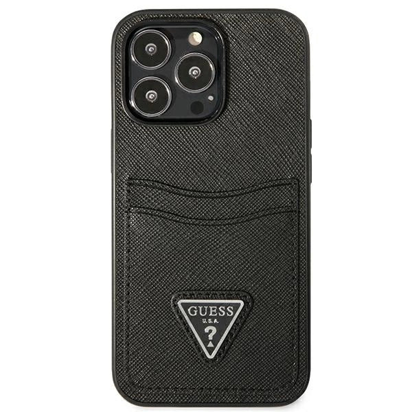 Guess Saffiano Triangle Logo Cardslot Case for iPhone 13 / 13 Pro - Black