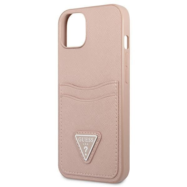 Guess GUHCP13MPSATPP iPhone 13 6.1 "pink / pink hardcase SaffianoTriangle Logo Cardslot