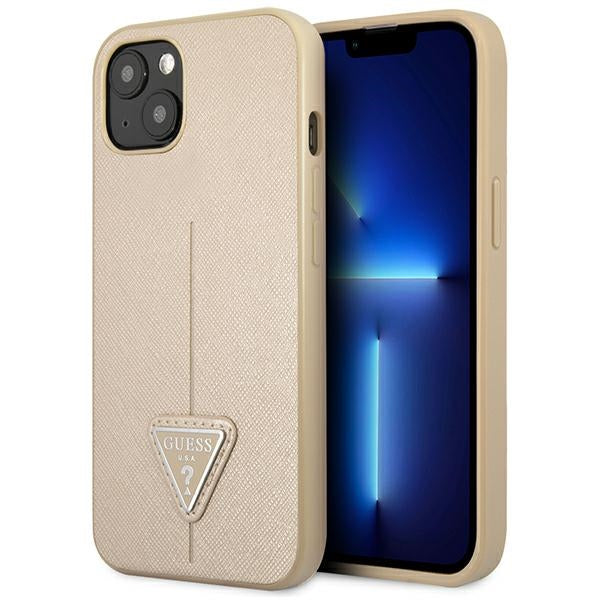 Guess GUHCP13SPSATLE iPhone 13 mini 5,4 &quot;beige / beige hardcase SaffianoTriangle Logo