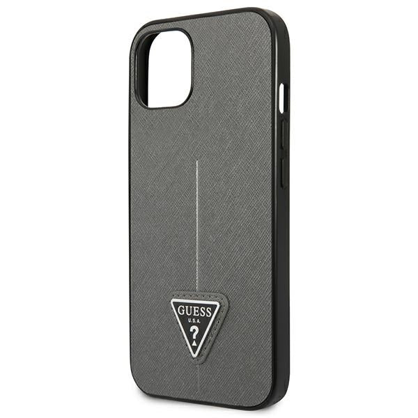 Guess GUHCP13SPSATLG iPhone 13 mini 5,4 "silver / silver hardcase SaffianoTriangle Logo