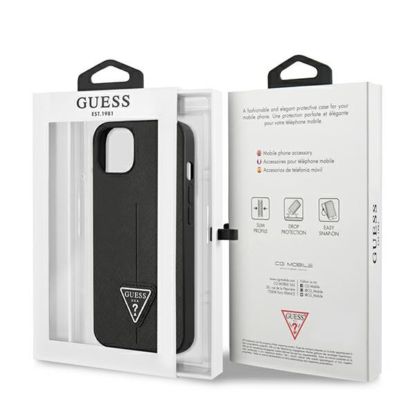 Guess GUHCP13SPSATLK iPhone 13 mini 5,4 &quot;black / black hardcase SaffianoTriangle Logo