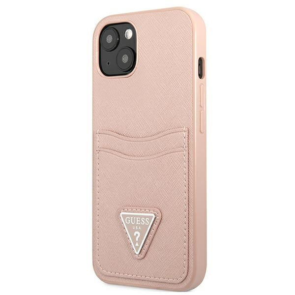 Guess GUHCP13SPSATPP iPhone 13 mini 5,4 &quot;pink / pink hardcase SaffianoTriangle Logo Cardslot