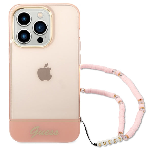 Guess GUHCP14LHGCOHP iPhone 14 Pro 6.1&quot; pink/pink hardcase Translucent Pearl Strap