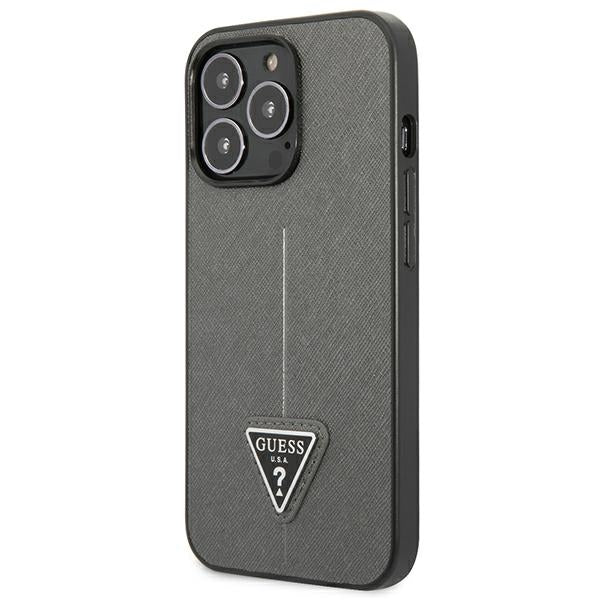 Guess GUHCP14LPSATLG iPhone 14 Pro 6.1 "silver / silver hardcase SaffianoTriangle Logo