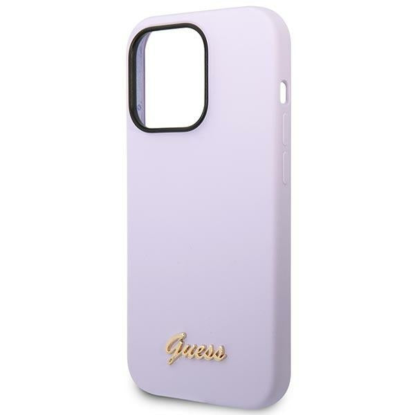 Guess GUHCP14LSLSMU iPhone 14 Pro 6.1" purple/purple hard case Silicone Vintage Gold Logo