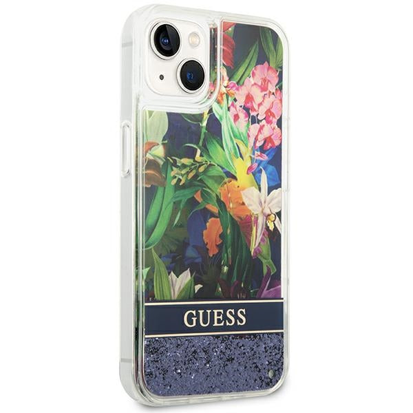 Guess GUHCP14MLFLSB iPhone 14 Plus 6.7 "blue / blue hardcase Flower Liquid Glitter