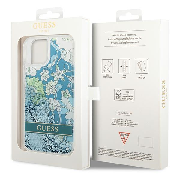 Guess GUHCP14MLFLSN iPhone 14 Plus 6.7 "green / green hardcase Flower Liquid Glitter