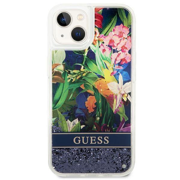 Guess GUHCP14SLFLSB iPhone 14 6.1 "blue / blue hardcase Flower Liquid Glitter
