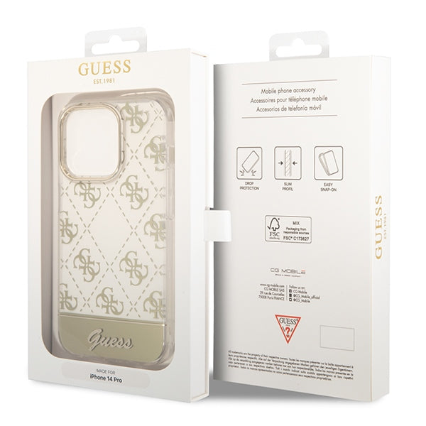 Guess GUHCP14XHG4MHG iPhone 14 Pro Max 6.7 &quot;gold / gold hardcase 4G Pattern Script
