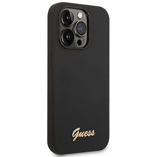 Guess GUHCP14XSLSMK iPhone 14 Pro Max 6.7" black/black hard case Silicone Vintage Gold Logo