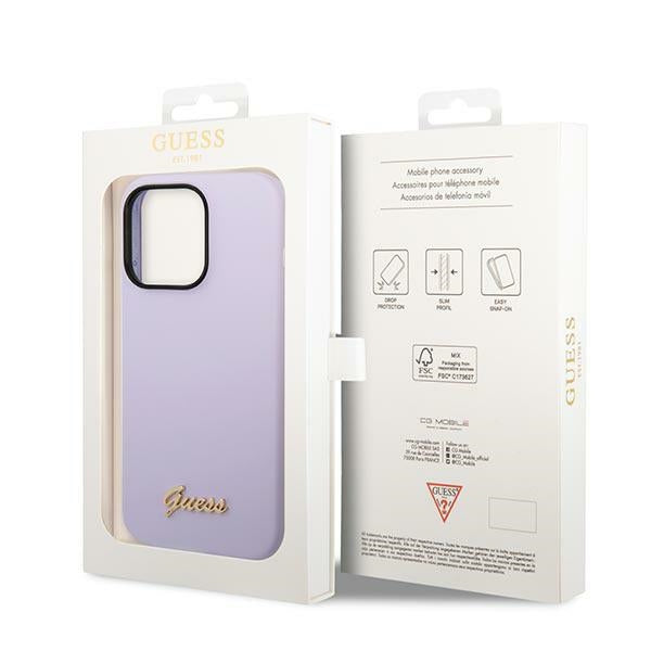 Guess GUHCP14XSLSMU iPhone 14 Pro Max 6.7" purple/purple hard case Silicone Vintage Gold Logo