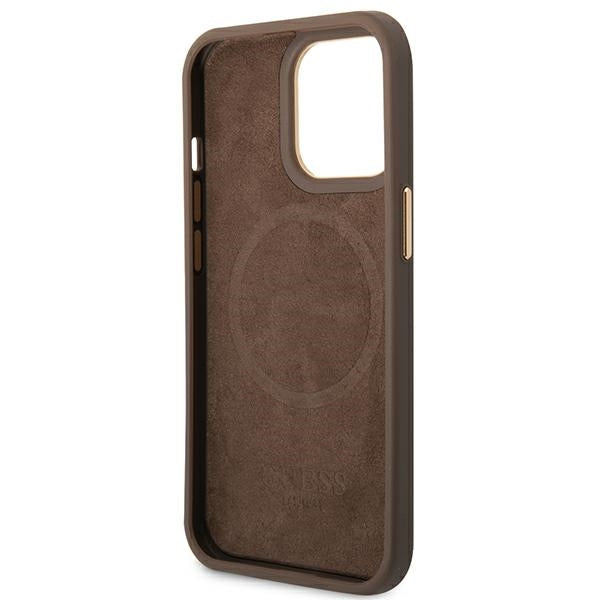Guess GUHMP14LU4GPRW iPhone 14 Pro 6.1 "brown / brown hard case 4G Logo Plate MagSafe