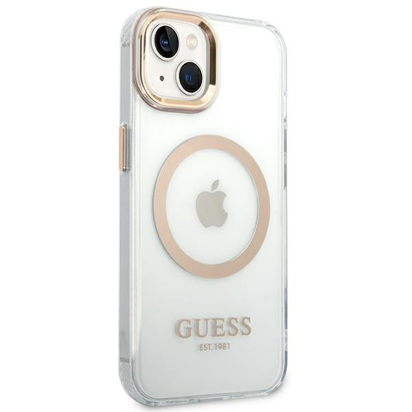 Guess GUHMP14SHTRMD iPhone 14 6.1 "gold / gold hard case Metal Outline Magsafe