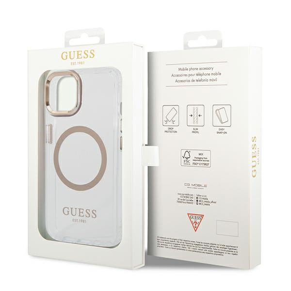 Guess GUHMP14SHTRMD iPhone 14 6.1 "gold / gold hard case Metal Outline Magsafe
